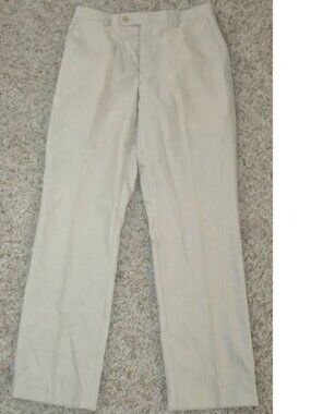 Axcess Dress Pants Mens 42x30 Tan Striped Flat Front Relaxed Casual